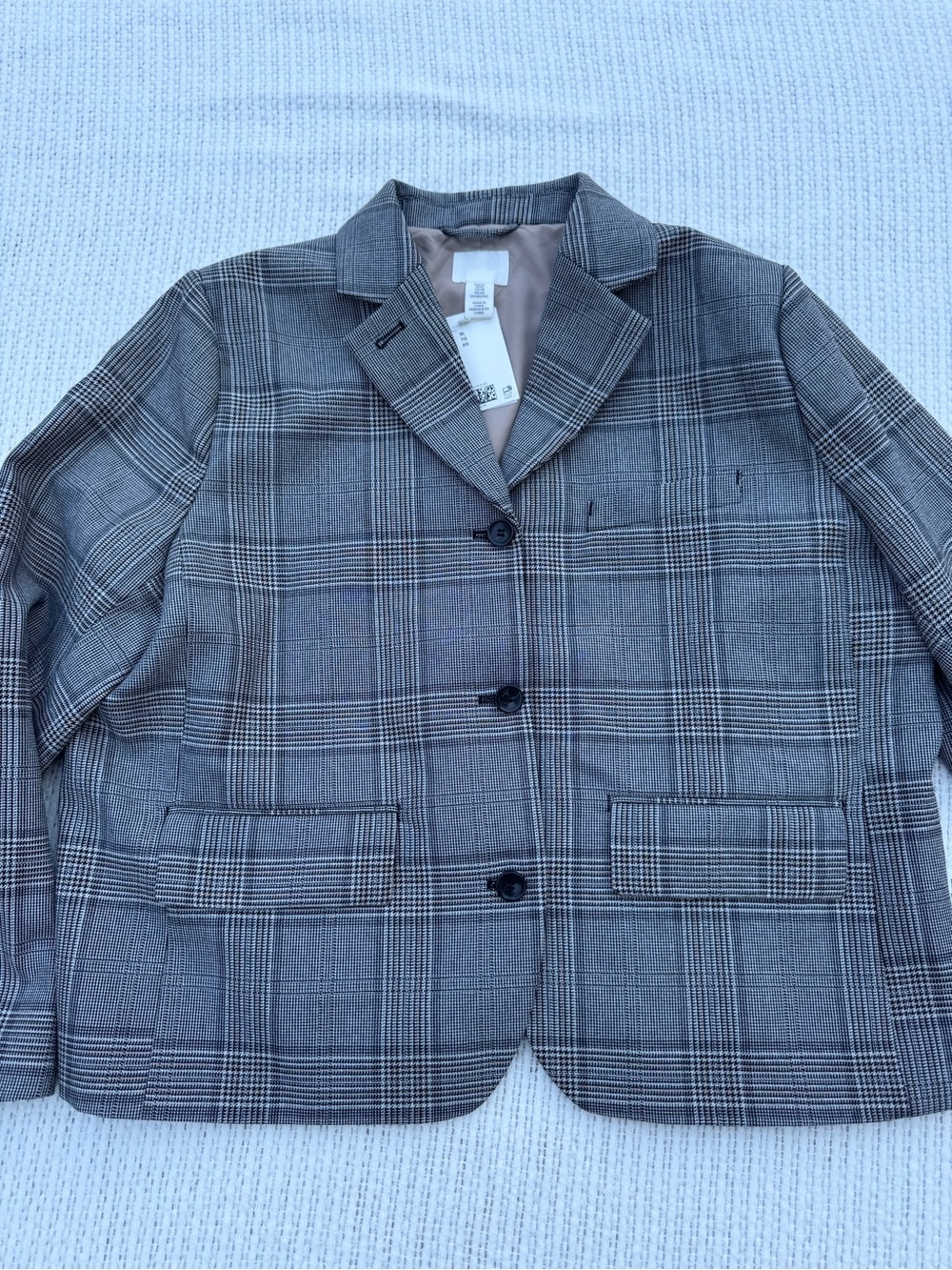 H&M NWT Black White Camel Glen Plaid Boxy Blazer — Women’s XL